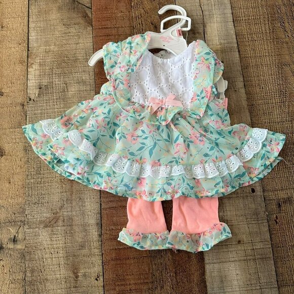 Little Lass Other - Little Lass Baby Girls Spring Floral Ruffle Dress and Legging Set -6/9M